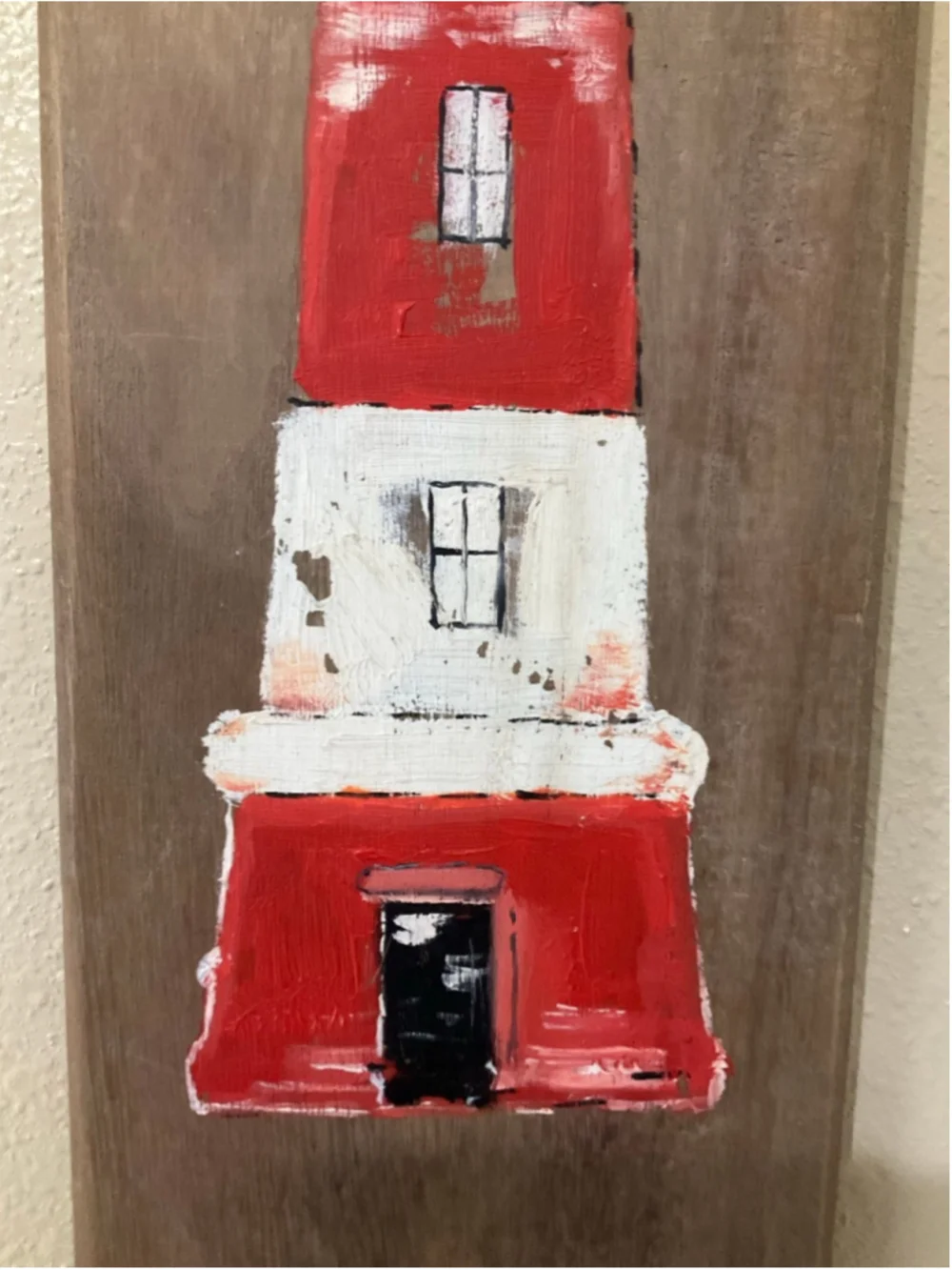 Hand Painted Wooden Lighthouse Wall Decor Rustic Coastal Nautical Beach House Ar